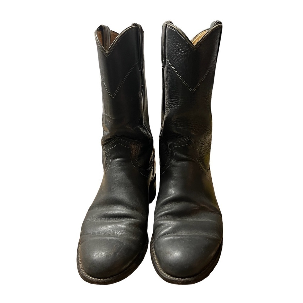 JUSTIN BOOTS Roper Blue Gray Leather Cowgirl Boots Size 7A - Picture 6 of 11